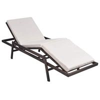 Ligbed met kussen poly rattan bruin - thumbnail