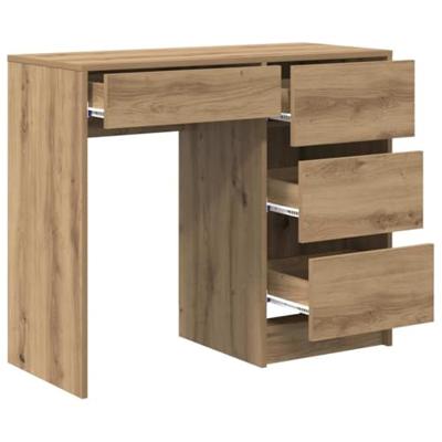 Bureau artisanaal eikenkleurig 90 x 37,5 x 75 cm Bewerkt hout - thumbnail