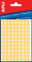 Apli ronde etiketten in etui diameter 8 mm, fluo geel, 288 stuks, 96 per blad (2079) - thumbnail