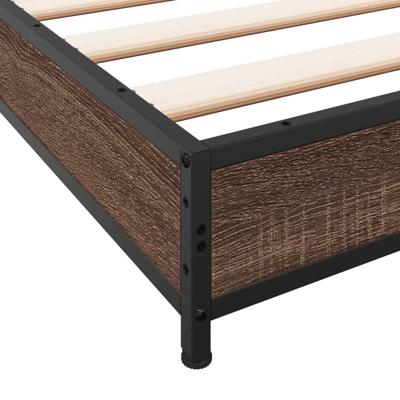 Bedframe bewerkt hout metaal bruin eikenkleur 150x200 cm - thumbnail