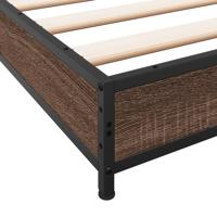 Bedframe bewerkt hout metaal bruin eikenkleur 140x190 cm - thumbnail