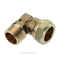 Bonfix knelkoppeling - Knie - buitendraad - 1/2 x 15 mm - Messing - thumbnail
