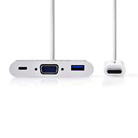 USB-C-Adapterkabel | Type-C Male - A Female / Type-C Female / VGA Female | 0,2 m | Wit - thumbnail
