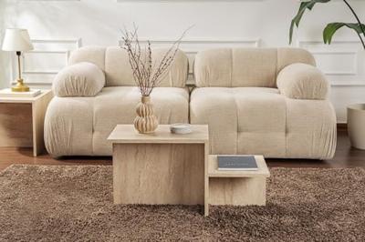 Salontafel - HARMONY - Rechthoekig - Travertin effect - 80 x 40 x 40 cm - thumbnail
