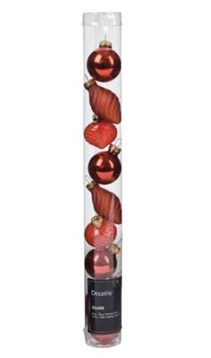 Kerstballen mini dia3cm glas rood 9dlg