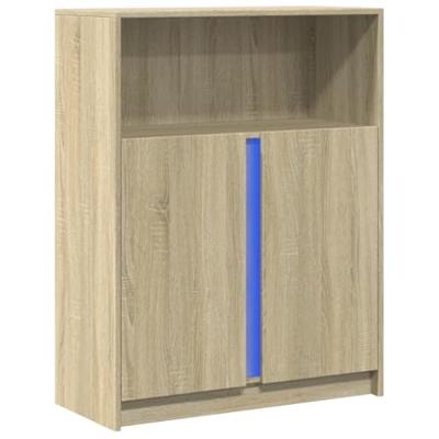 Dressoir met LED 77x34x100 cm bewerkt hout sonoma eikenkleurig