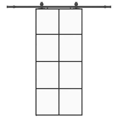 Schuifdeur met beslagset 90x205 cm ESG glas zwart