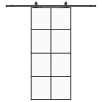 Schuifdeur met beslagset 90x205 cm ESG glas zwart - thumbnail