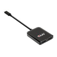 Club 3D usb 3.2 gen2 type-c (dp alt-mode) naar displayport dual monitor 4k60hz m/f mst hub displayport splitter (zwart) - thumbnail
