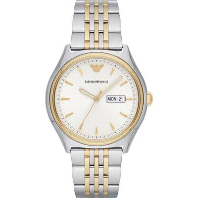 Emporio Armani AR11034 Heren horloge tweekleurig zilver/goud 43 mm roestvrij staal