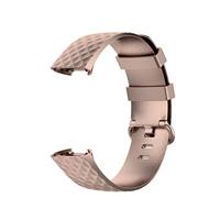 Fitbit Charge 3 & 4 siliconen diamant pattern bandje - Maat: Large - Rosé goud - thumbnail