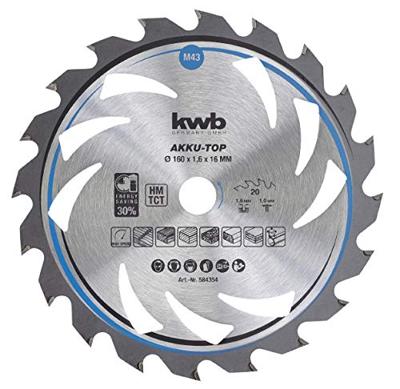 KWB Dun zagend Cirkelzaagblad, met hardmetaal versterkt 160mm KWB Dun zagend Cirkelzaagblad, met hardmetaal versterkt 160mm
