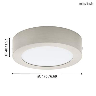 Eglo Led plafondlampFueva 1 11w - 3000K - 17cm nikkel mat - 94523