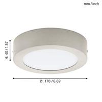Eglo Led plafondlampFueva 1 11w - 3000K - 17cm nikkel mat - 94523 - thumbnail