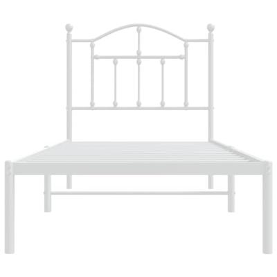 Bedframe met hoofdbord metaal wit 90x200 cm Bedframe met hoofdbord metaal wit 90x200 cm