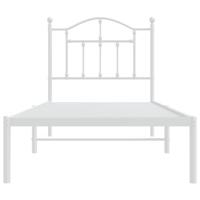 Bedframe met hoofdbord metaal wit 90x200 cm - thumbnail