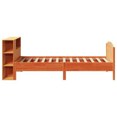 Bed met boekenkast zonder matras grenenhout wasbruin 100x200 cm