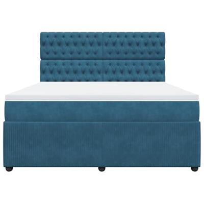 Boxspring met matras fluweel blauw 180x200 cm