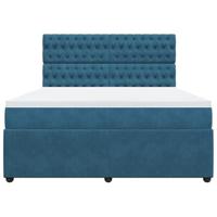 Boxspring met matras fluweel blauw 180x200 cm - thumbnail
