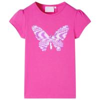 Kindershirt met kapmouwen 128 donkerroze - thumbnail