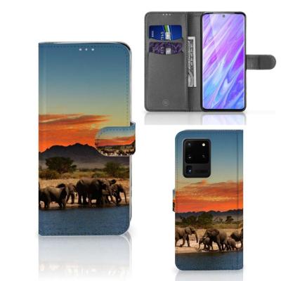 Samsung Galaxy S20 Ultra | Telefoonhoesje | Met pasjeshouder | Olifanten