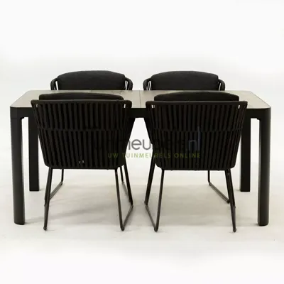 Tuinset Vitali antraciet met Castilla 160cm tafel