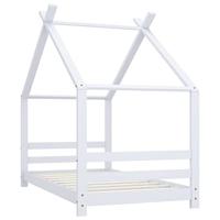 Kinderbedframe massief grenenhout wit 80x160 cm - thumbnail