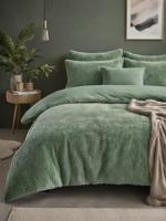 RoyalTextile - Teddy Fur Dekbedovertrek - Groen - 140 x 220 - thumbnail