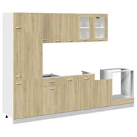 8-delige Keukenkastenset Lyon bewerkt hout sonoma eikenkleurig - thumbnail