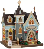 Lemax chapel of everlasting life verlichte kerk Caddington Village 2021 - thumbnail