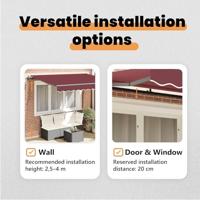 VidaXL Inklapbaar zonnescherm bordeauxrood 350 x 200 x 165 cm stof - thumbnail