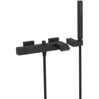 Badkraan Tres Cuadro | Opbouw | Mengkraan | Waterval uitloop | Incl.Handdoucheset | 2-weg | hoh 15 cm | 1-knop | Vierkant | Zwart - thumbnail