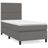 Boxspring met matras kunstleer grijs 120x190 cm - thumbnail