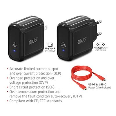 club3D CAC-1905 Laptop netvoeding 65 W 1x USB-C Zwart Binnen GaN