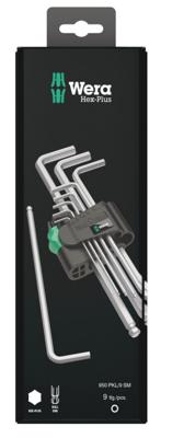 Wera 950 PKL/9 SM N SB Inbus Haakse schroevendraaierset 1.5 mm, 2 mm, 2.5 mm, 3 mm, 4 mm, 5 mm, 6 mm, 8 mm, 10 mm 9-delig