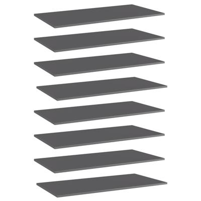VidaXL Wandschappen 8 st 80x30x1,5 cm spaanplaat hoogglans grijs