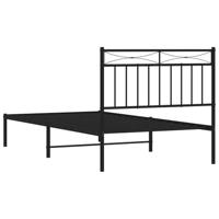 Bedframe met hoofdbord metaal zwart 100x190 cm - thumbnail