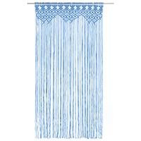 VidaXL Gordijn macramé 140x240 cm katoen blauw - thumbnail