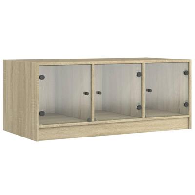Salontafel met glazen deuren 102x50x42 cm sonoma eikenkleurig