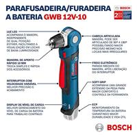 Bosch Blauw GWB 12V-10 Solo Haakse boormachine | zonder accu&apos;s en lader in L-boxx - 0601390909 - thumbnail