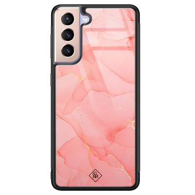 Samsung Galaxy S21 glazen hardcase - Marmer roze