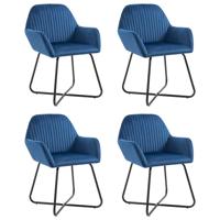 VidaXL Eetkamerstoelen 4 st fluweel blauw - thumbnail