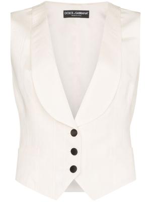Dolce & Gabbana shawl lapel button-up waistcoat - White Dolce & Gabbana shawl lapel button-up waistcoat - White