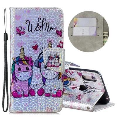 Dazzle Laser gekleurde tekening horizontale Flip lederen draagtas met houder & kaartsleuven & portemonnee & Lanyard voor Huawei Y6 (2019)/Honor 8A (tw