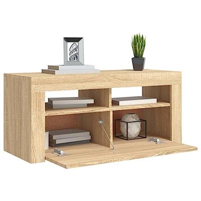 Tv-meubel met LED-verlichting 90x35x40 cm sonoma eikenkleurig