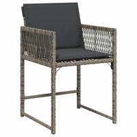 Tuinstoelen 4 st met kussens poly rattan grijs - thumbnail