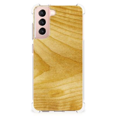Samsung Galaxy S21 FE Stevig Telefoonhoesje Licht Hout Samsung Galaxy S21 FE Stevig Telefoonhoesje Licht Hout