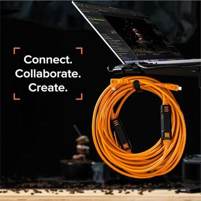 Tether Tools TetherPro Optima 10G Mobile Tethering Kit, 6&apos; (1.8m), straight orange, AeroTab Large ThreadMount