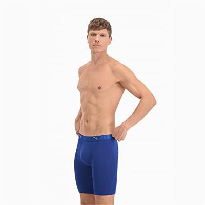 2-pack Heren boxershort lange pijpjes - Blauw - Heren onderbroek tegen schurende benen - Katoen