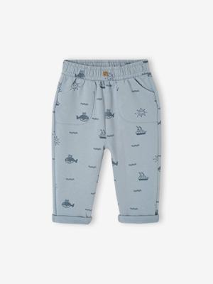 Broek met print van molton baby blauw